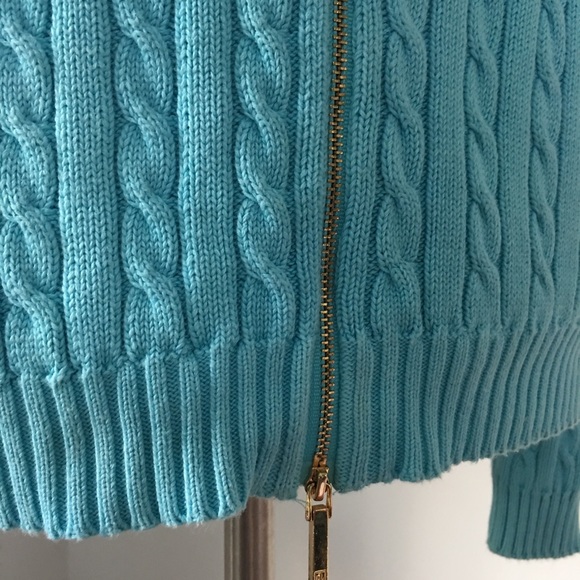 Lauren Ralph Lauren cable knit, gold zip cardigan - Picture 6 of 10